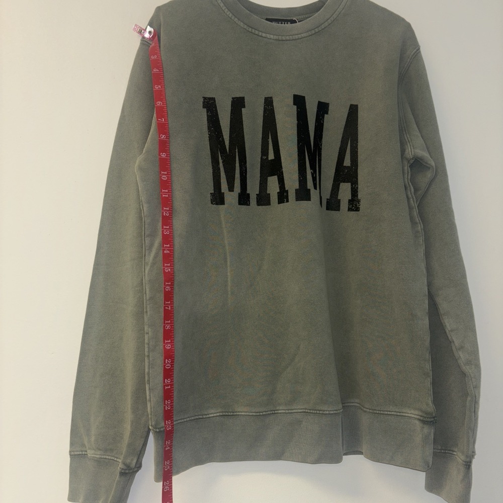 Mama Mom crewneck Sz Sm Viral Sweatshirt Sweater‎ Green Boho Indie Casual Lounge - Picture 11 of 12